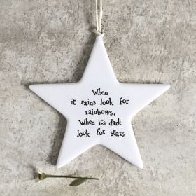 When It Rains - Small Hanging Porcelain Star 